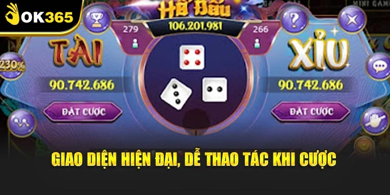 Giao diện hiện đại, dễ thao tác khi cược